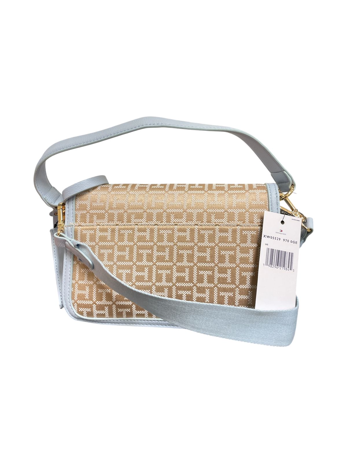 Crossbody Tommy Hilfiger Monogram Beige con Detalles en Azul